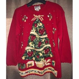 Heirloom Collectibles Christmas Tree Holiday Sweater Vintage 1998 Med